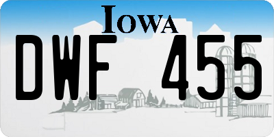 IA license plate DWF455