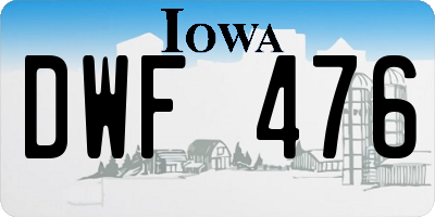 IA license plate DWF476
