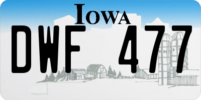 IA license plate DWF477