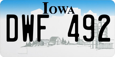 IA license plate DWF492