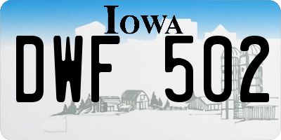 IA license plate DWF502