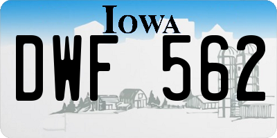 IA license plate DWF562