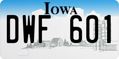 IA license plate DWF601