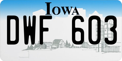 IA license plate DWF603