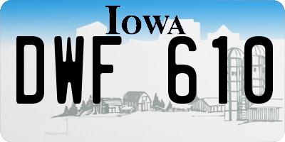 IA license plate DWF610