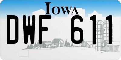 IA license plate DWF611