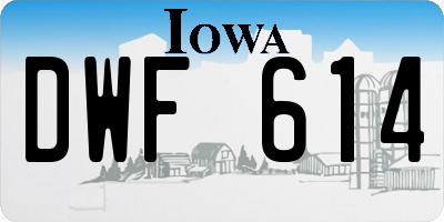 IA license plate DWF614
