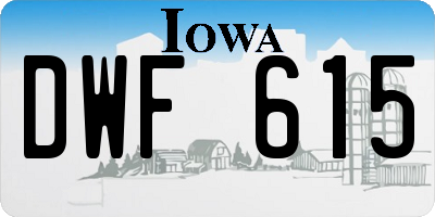 IA license plate DWF615