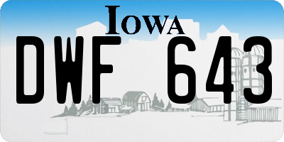 IA license plate DWF643