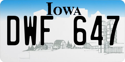 IA license plate DWF647