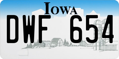 IA license plate DWF654