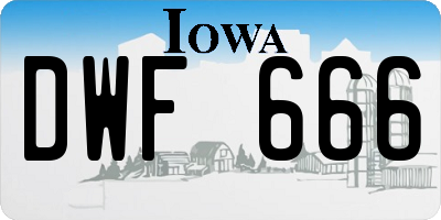 IA license plate DWF666