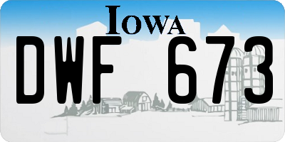 IA license plate DWF673