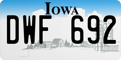 IA license plate DWF692