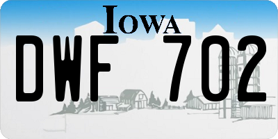 IA license plate DWF702