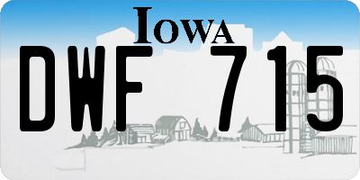 IA license plate DWF715