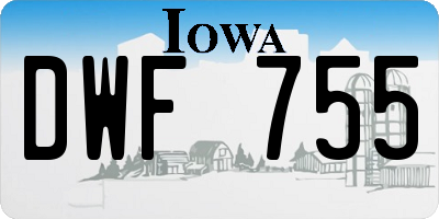 IA license plate DWF755