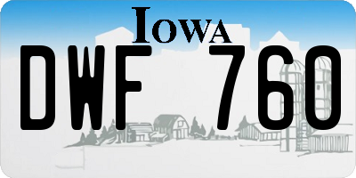 IA license plate DWF760
