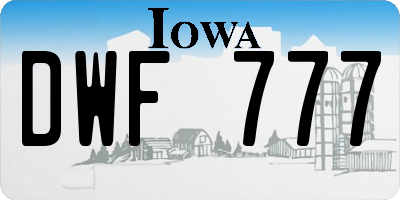 IA license plate DWF777