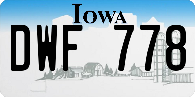 IA license plate DWF778