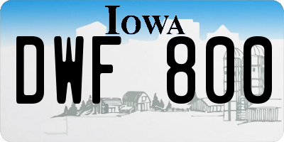 IA license plate DWF800