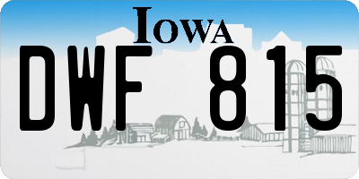IA license plate DWF815