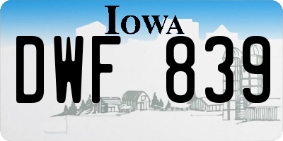 IA license plate DWF839