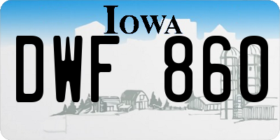 IA license plate DWF860