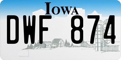 IA license plate DWF874