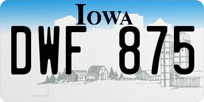 IA license plate DWF875