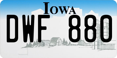 IA license plate DWF880