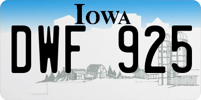 IA license plate DWF925