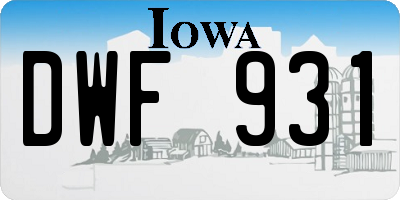 IA license plate DWF931