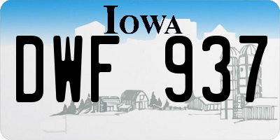 IA license plate DWF937
