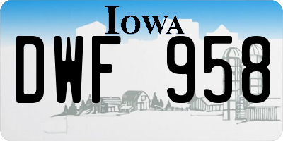 IA license plate DWF958