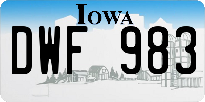 IA license plate DWF983