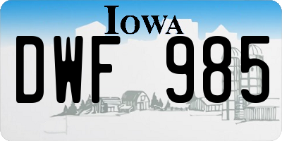 IA license plate DWF985