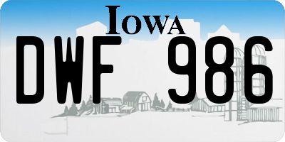 IA license plate DWF986