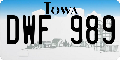 IA license plate DWF989
