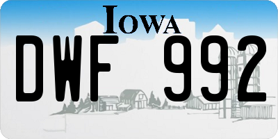 IA license plate DWF992