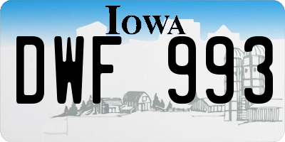 IA license plate DWF993