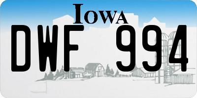 IA license plate DWF994