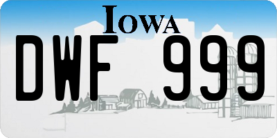 IA license plate DWF999