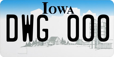 IA license plate DWG000