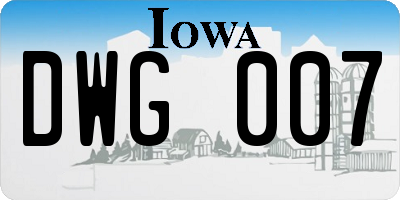 IA license plate DWG007