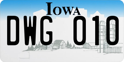 IA license plate DWG010