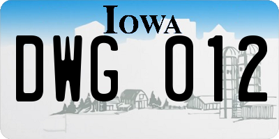 IA license plate DWG012