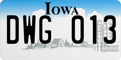 IA license plate DWG013