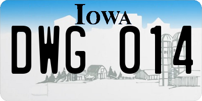 IA license plate DWG014