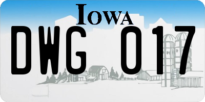 IA license plate DWG017